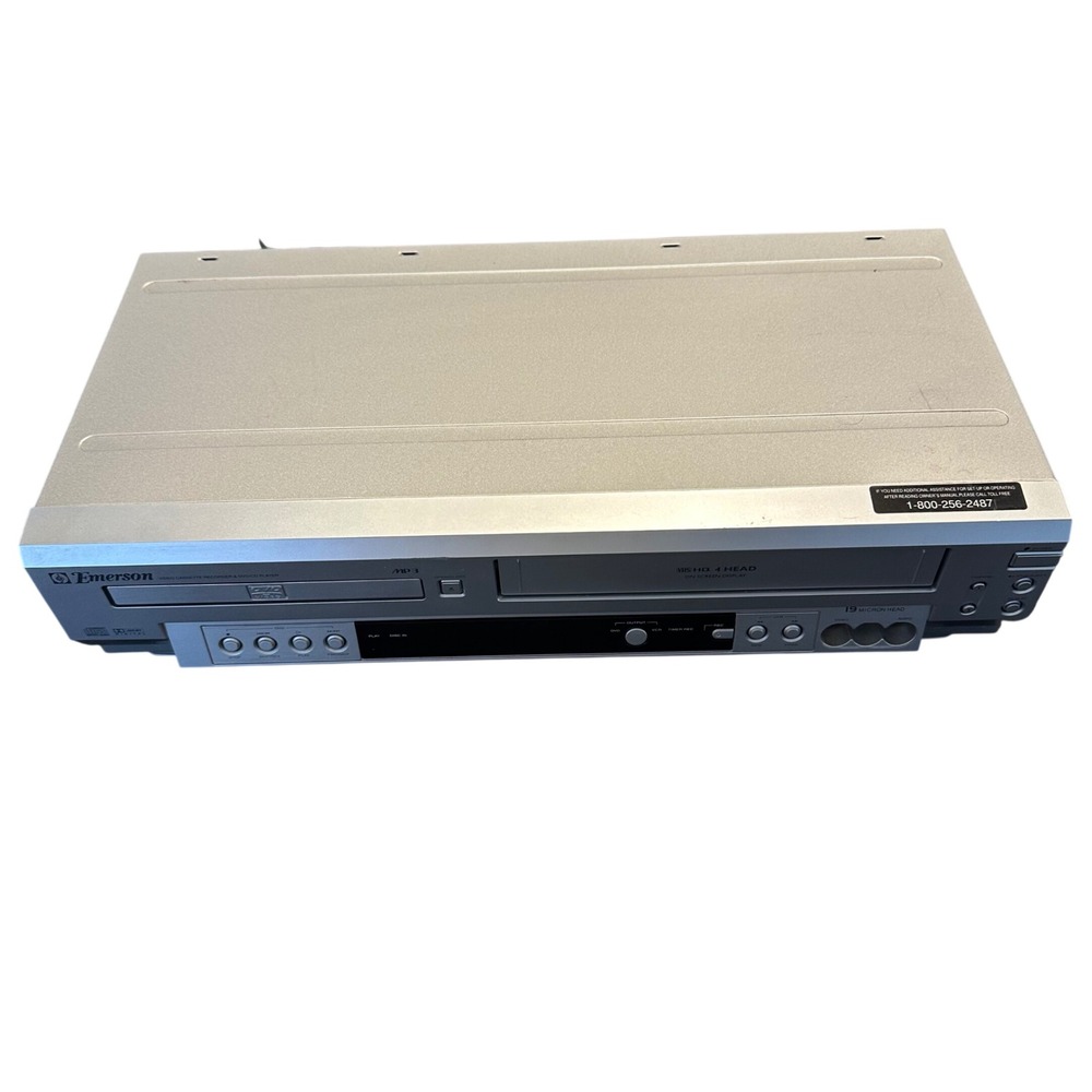 Emerson EWD2003 DVD VCR Combo Player VHS 4 Head CD MP3 Silver Untested